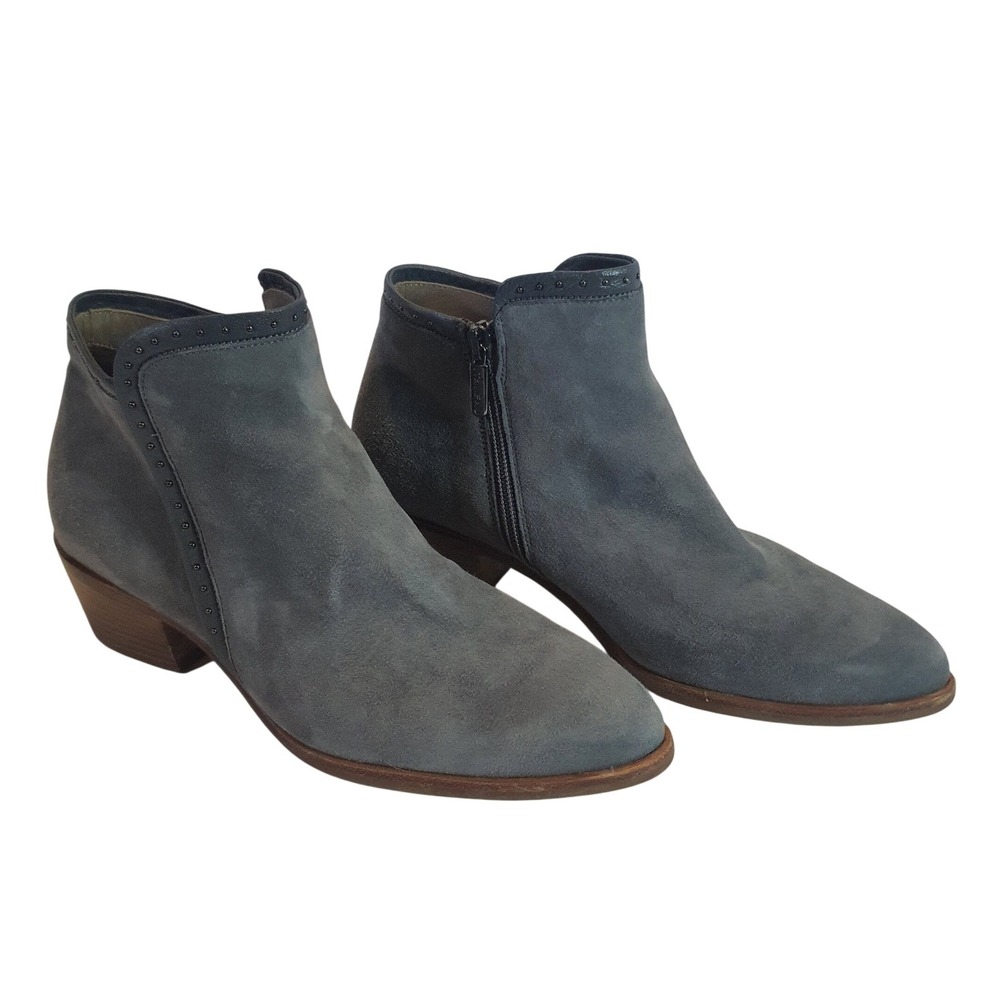 Italeau‎ Grey Suede Waterproof Ankle Boots Sz 38.5 (8) Studded Italian Leather